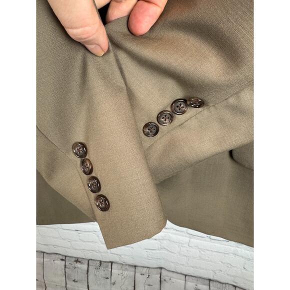 BURBERRYS' dark beige 100% wool mens suit jacket blazer 46R (no size tag) - Picture 6 of 13